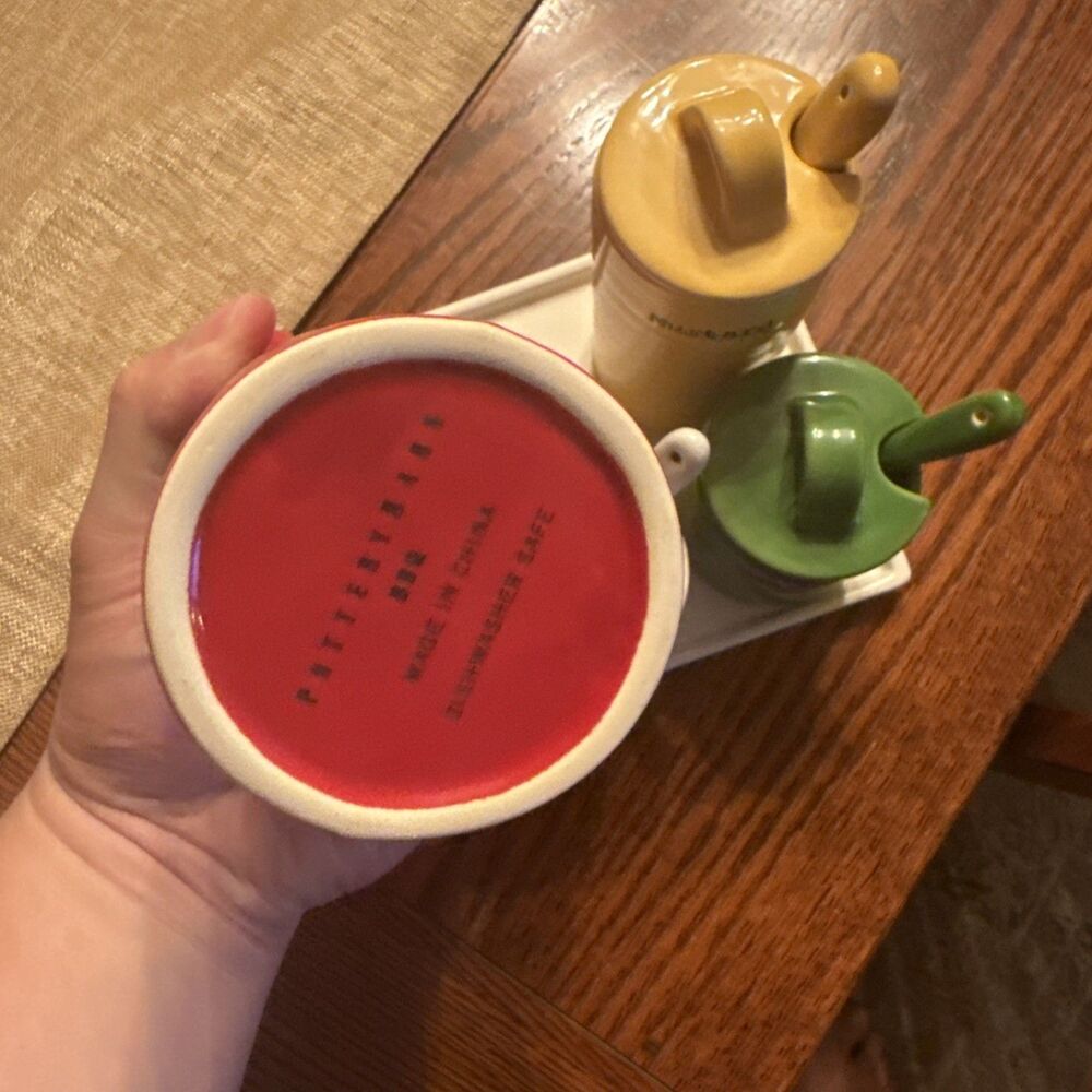 Pottery Barn BBQ Condiment Set with Tray - Ketchup Mustard Mayo Relish - RETIRED - Picture 3 of 4